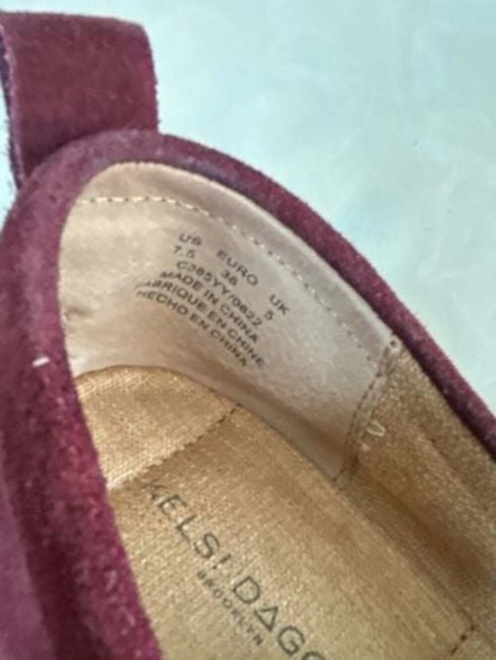 Kelsi Dagger Brooklyn Maroon Suede Penny Loafers Size 7.5 - Picture 9 of 9